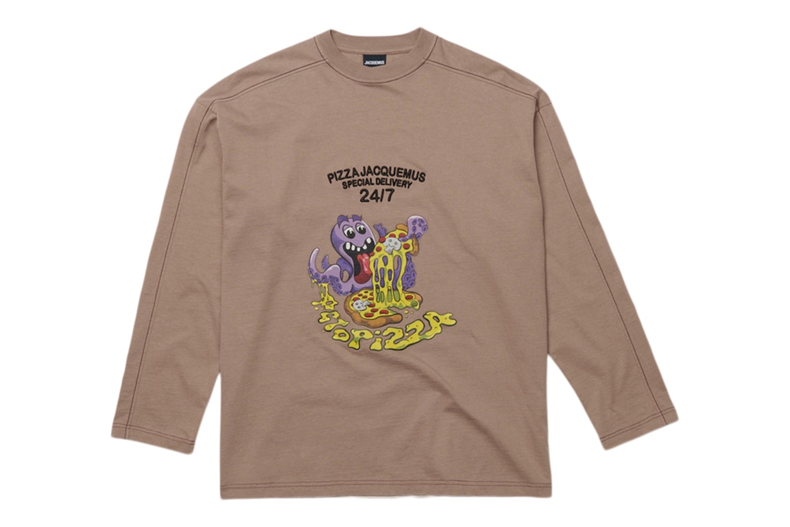 Pre-owned Jacquemus Le T-shirt Octopizza Oversized Longsleeve T-shirt Print Octopizza Brown