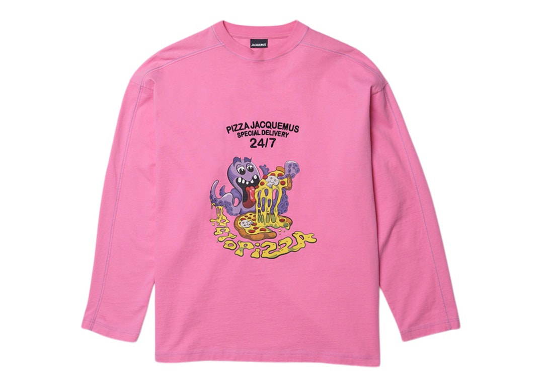 Pre-owned Jacquemus Le T-shirt Octopizza Oversized Longsleeve T-shirt Print Octopizza Pink