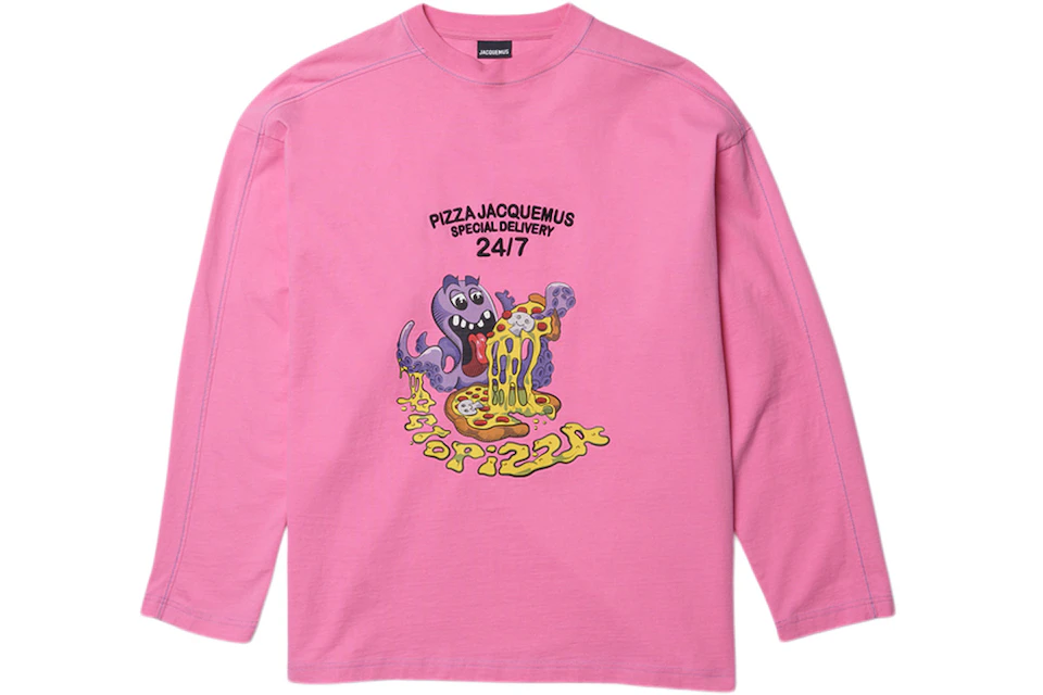 Jacquemus Le T-Shirt Octopizza Oversized Longsleeve T-Shirt Print Octopizza Pink