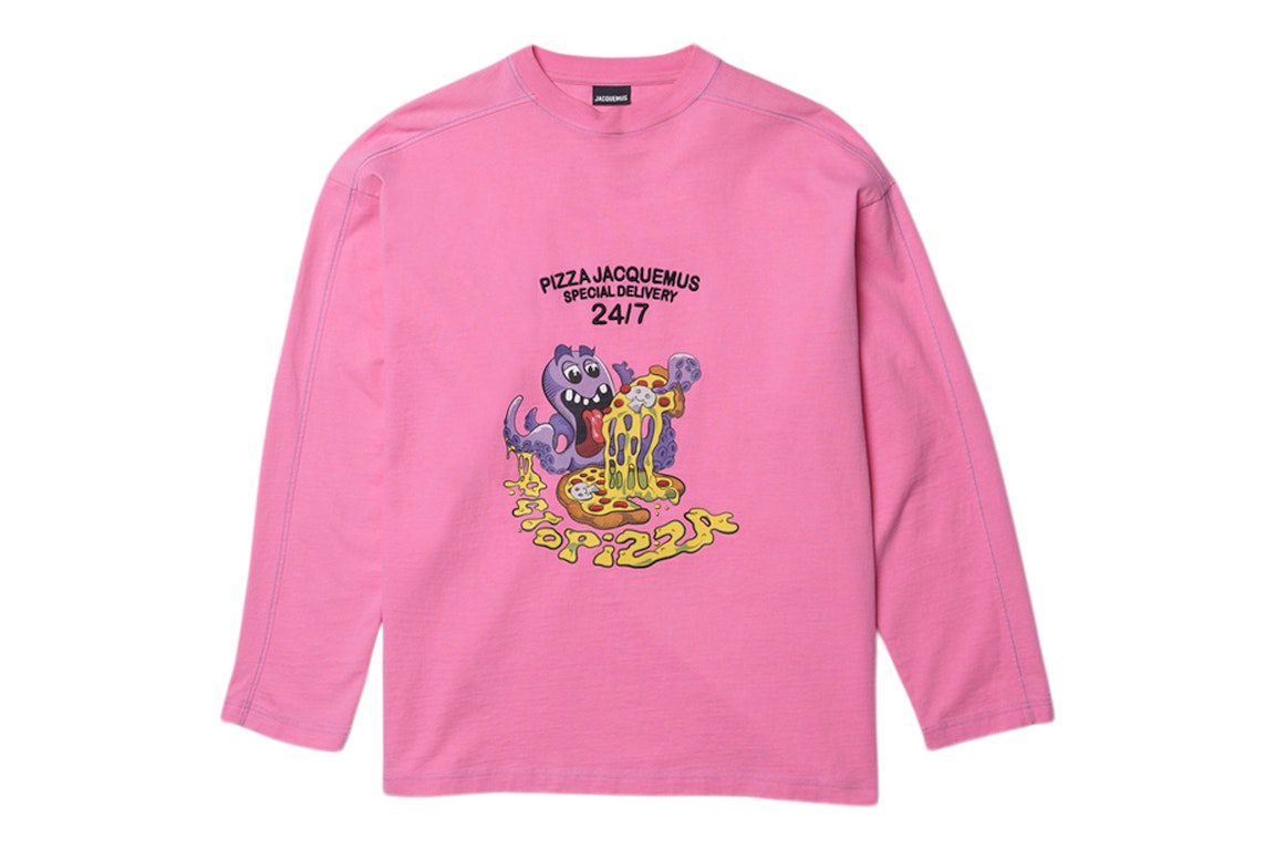 Pre-owned Jacquemus Le T-shirt Octopizza Oversized Longsleeve T-shirt Print Octopizza Pink