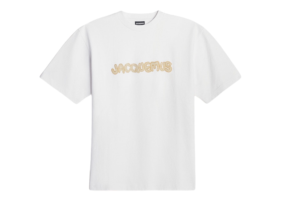 Pre-owned Jacquemus Le T-shirt Raphia Logo T-shirt Print Macrame Logo White