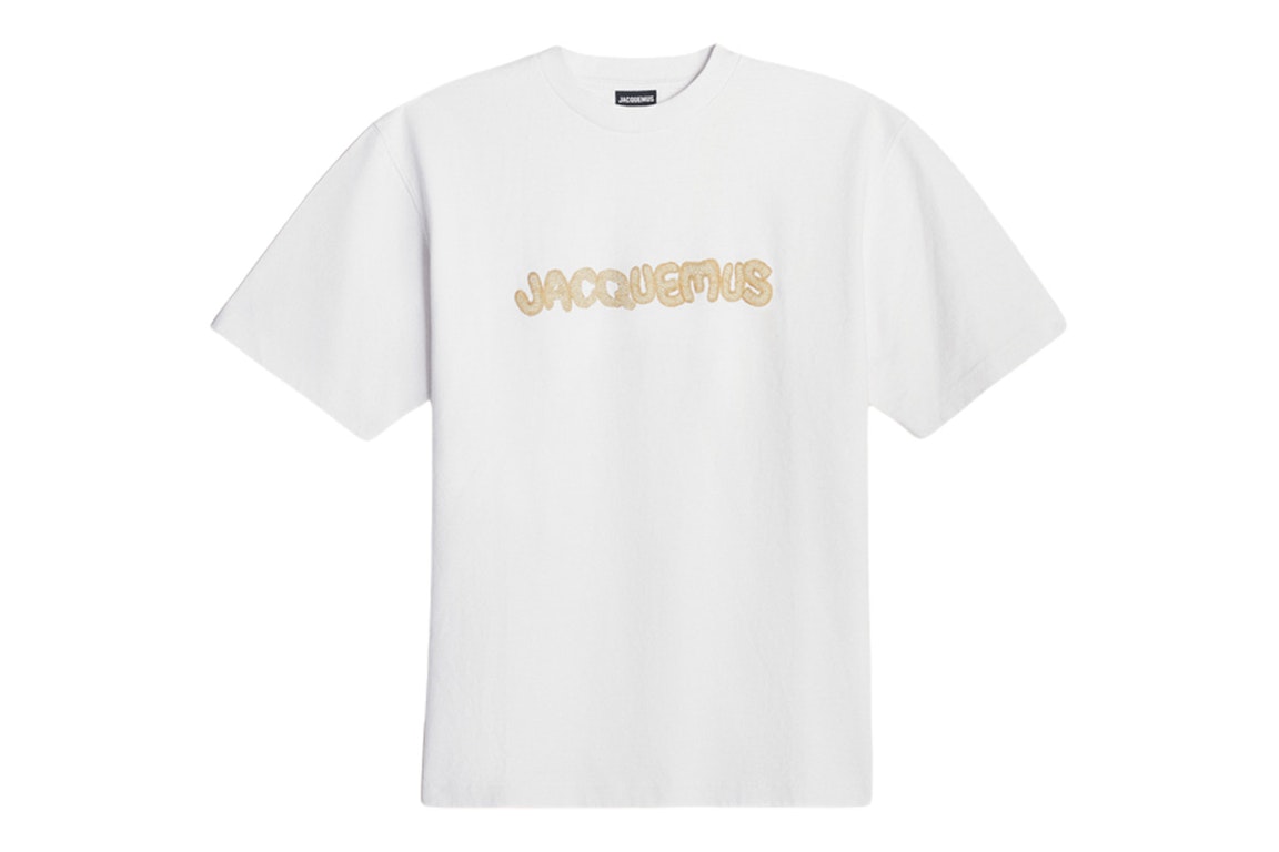 Pre-owned Jacquemus Le T-shirt Raphia Logo T-shirt Print Macrame Logo White