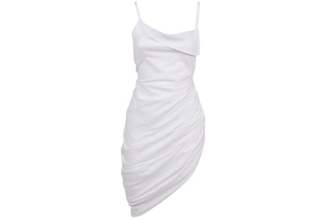Jacquemus Saudade Asymmetric Draped Mini Dress White - US Jacquemus Saudade Asymmetric Draped Mini Dress White - US