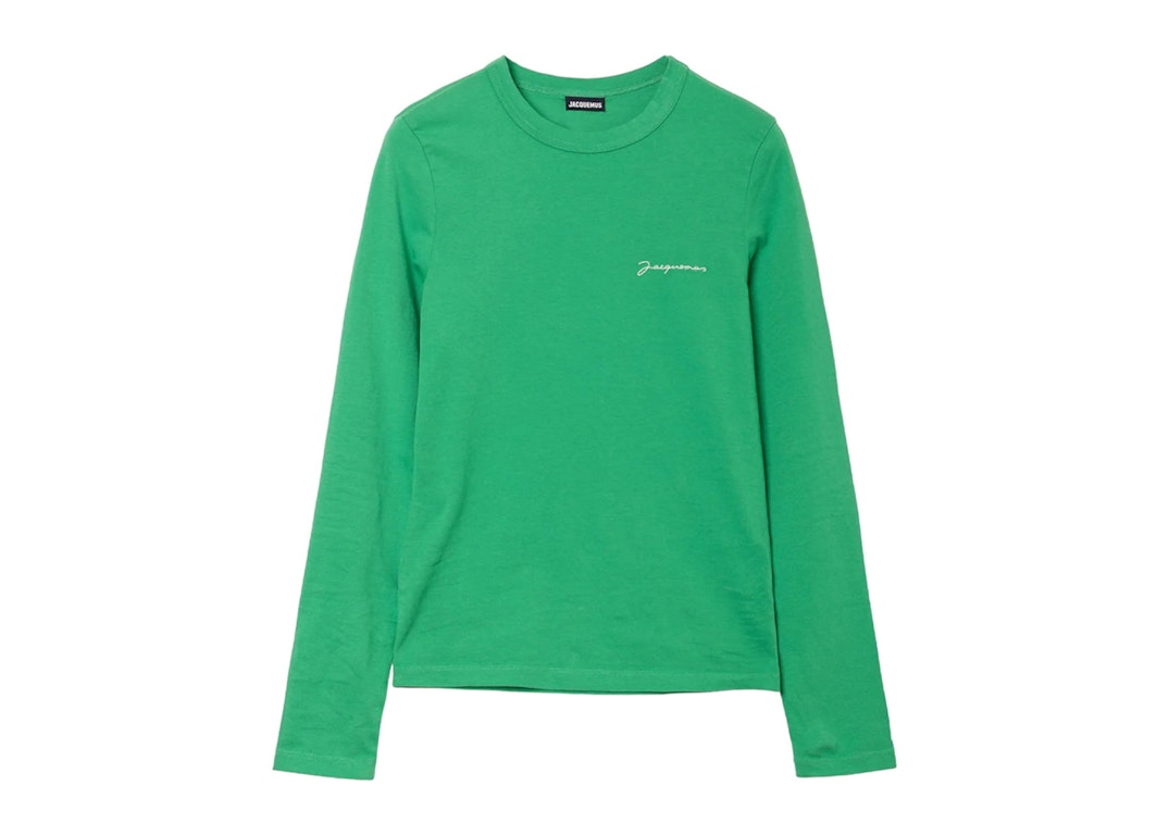 Pre-owned Jacquemus Women's Le T-shirt Brode Manches Longues T-shirt Green