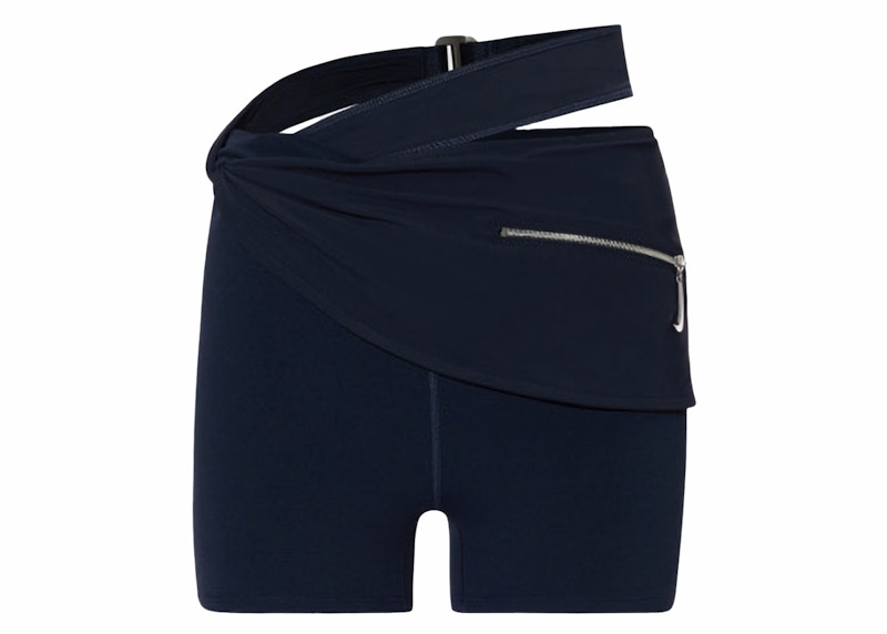 Pre-owned Jacquemus Women's  X Nike Drapped Bike Shorts In Dark Obsidian