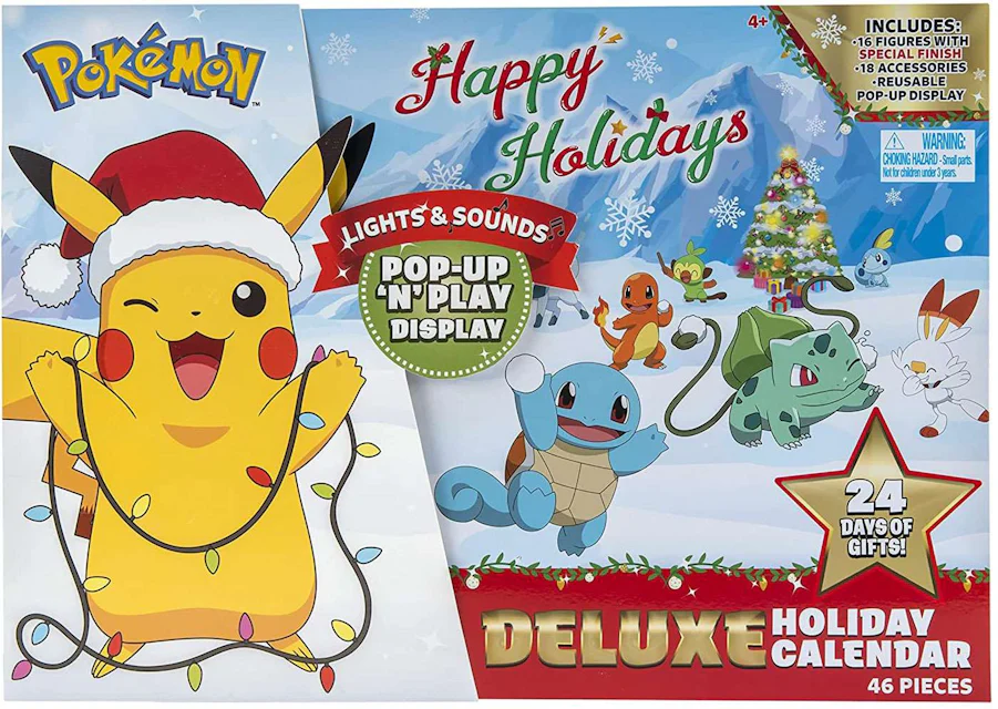 Jazwares Pokemon 2021 Holiday Advent Calendar 16 Mini Figures, Lights