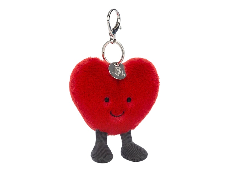 Pre-owned Jellycat Amuseables Heart Bag Charm Ah4bc In Multi