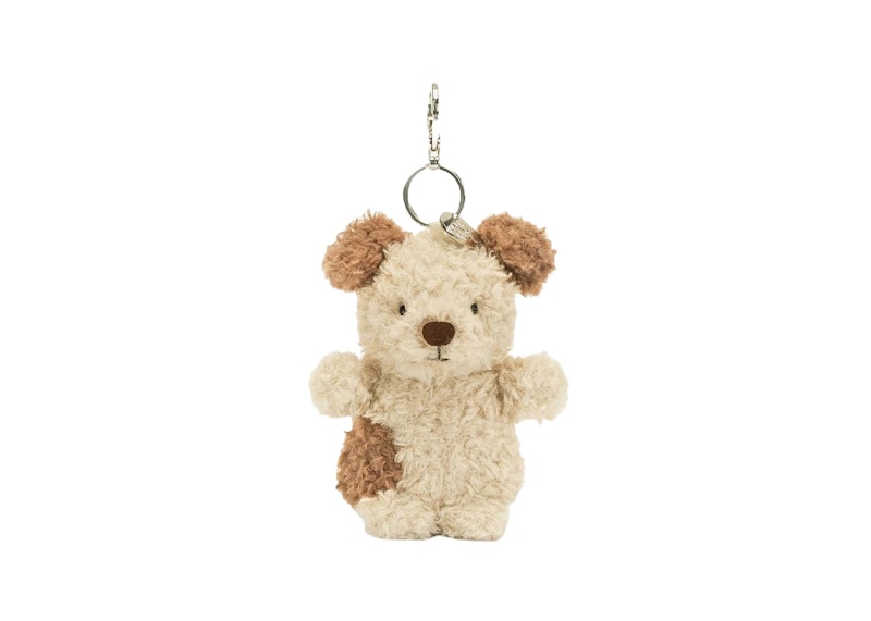 Pre-owned Jellycat Little Pup Bag Charm Nougat Chocolate In Multi