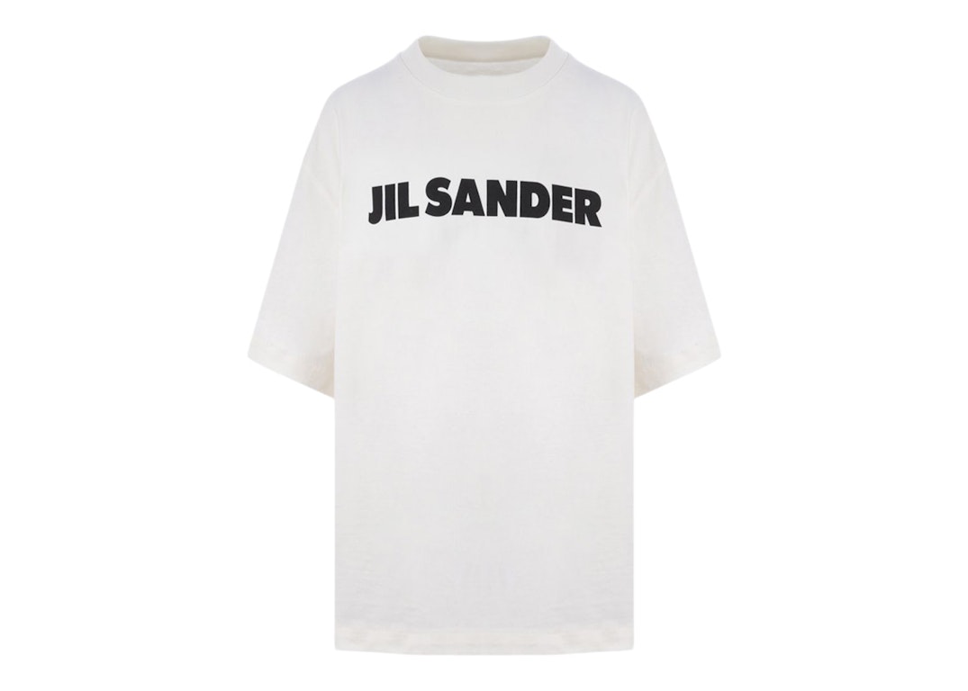 Pre-owned Jil Sander Boxy Fit Logo Print Cotton T-shirt Ivory/black