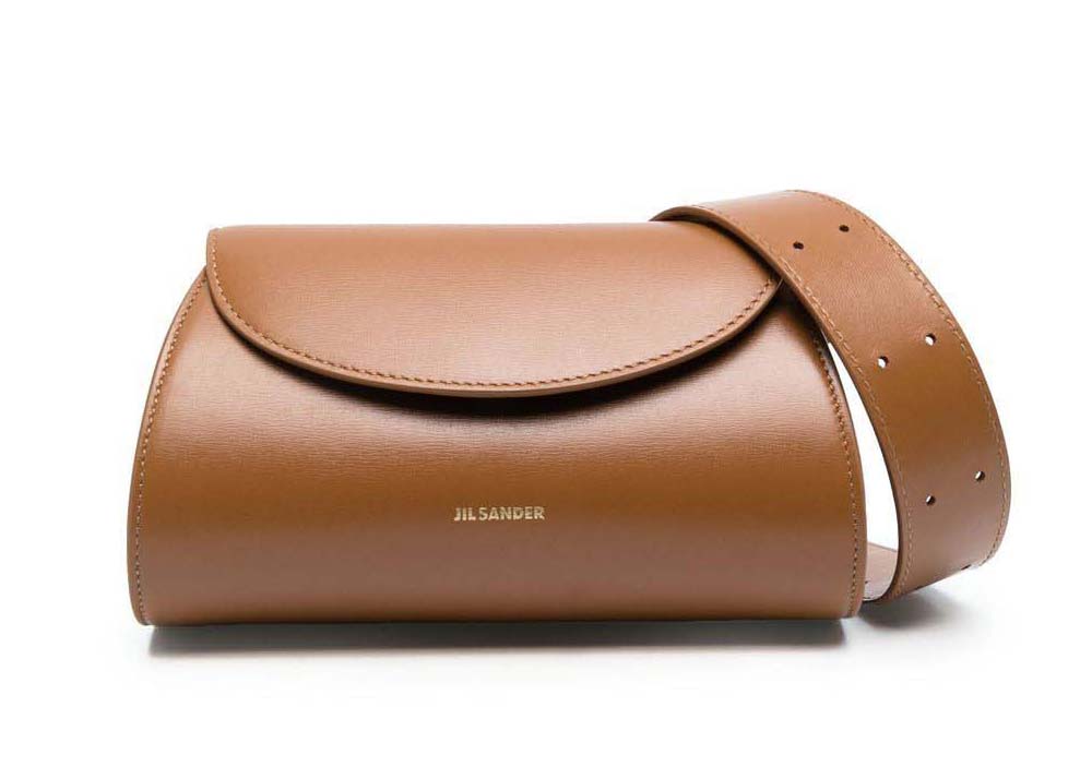 Jil Sander Cannolo Bag Brown in Calfsin Leather with Silver-tone - US
