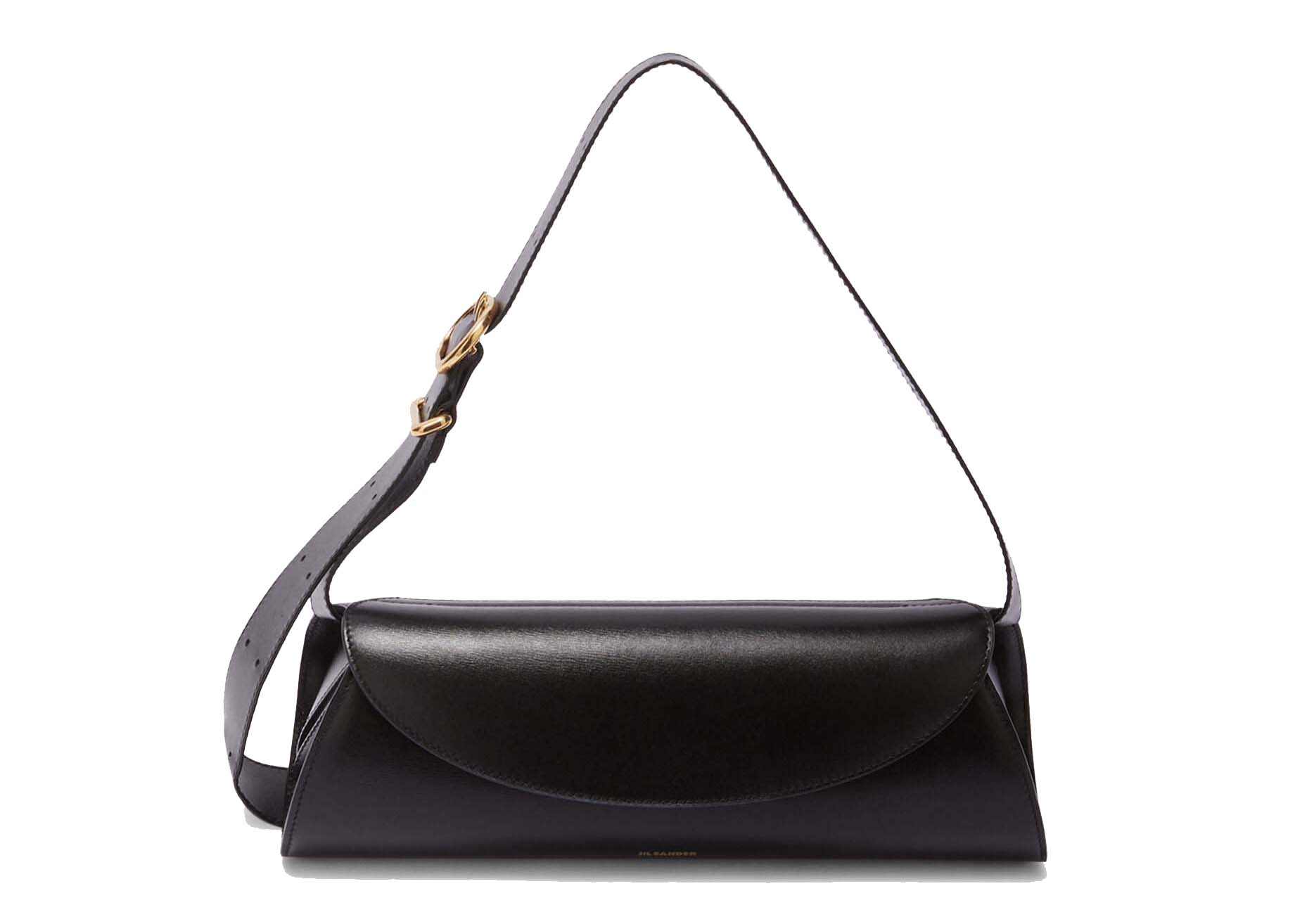 Jil Sander Cannolo Small Bag Black in Calfsin Leather with