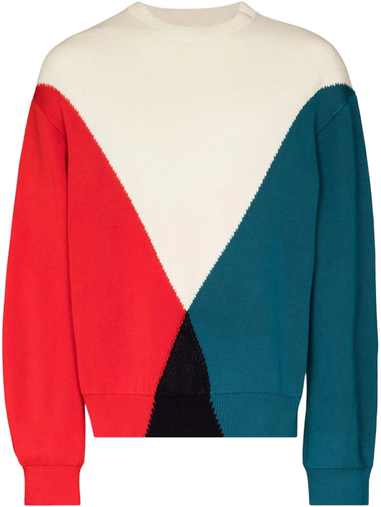 Jil Sander Colour Block Sweater Natural/Red/Green/Black Men's - SS22 - US
