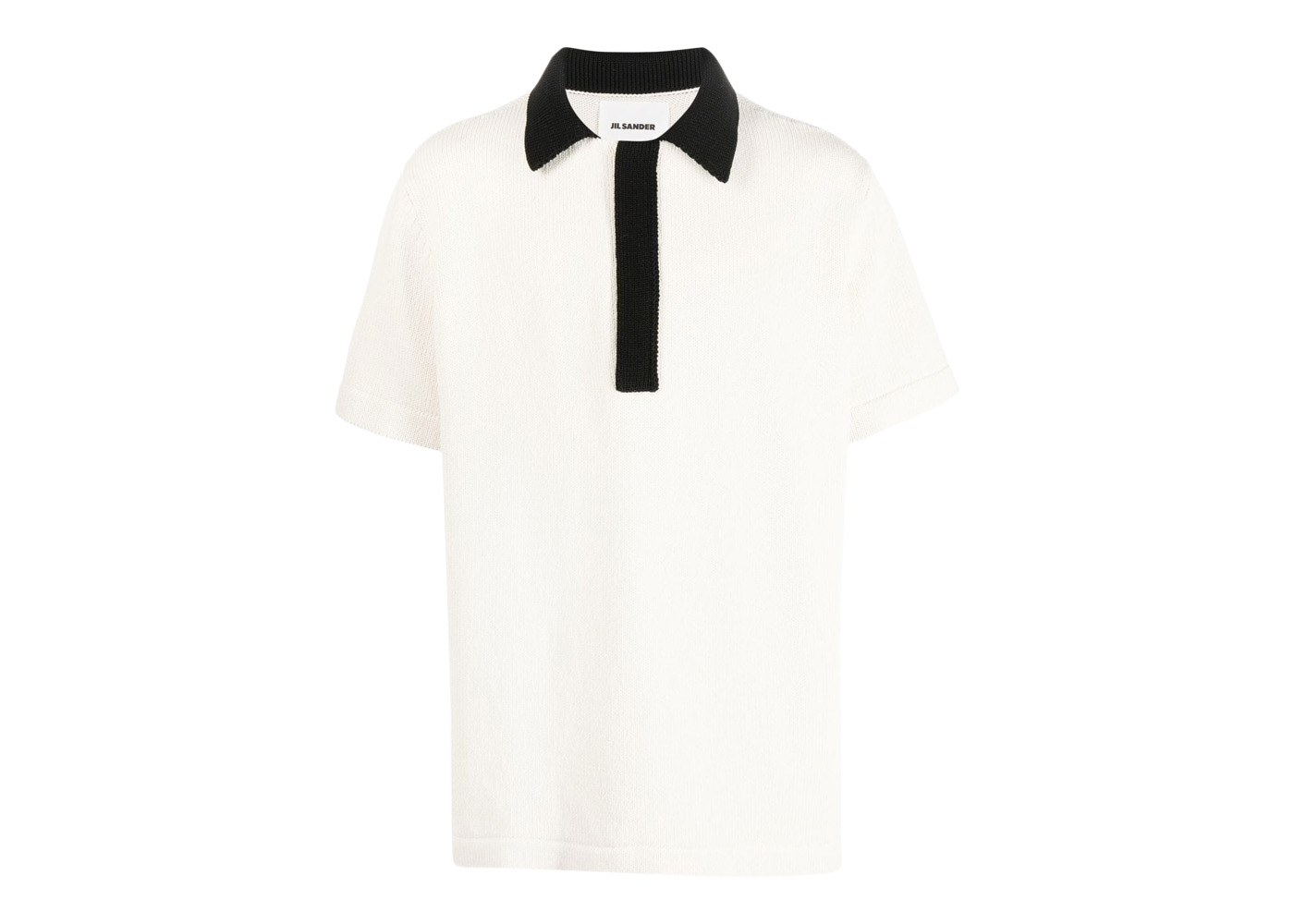 Jil Sander Contrast Collar Knitted Polo Shirt Beige/Black Men's