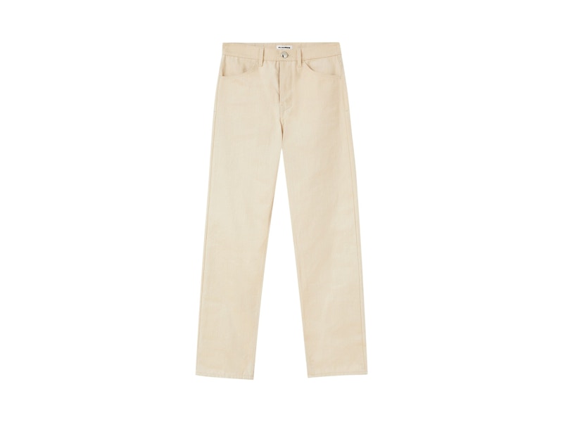 Jil Sander Jeans Denim A Gamba Dritta A Vita Media Beige