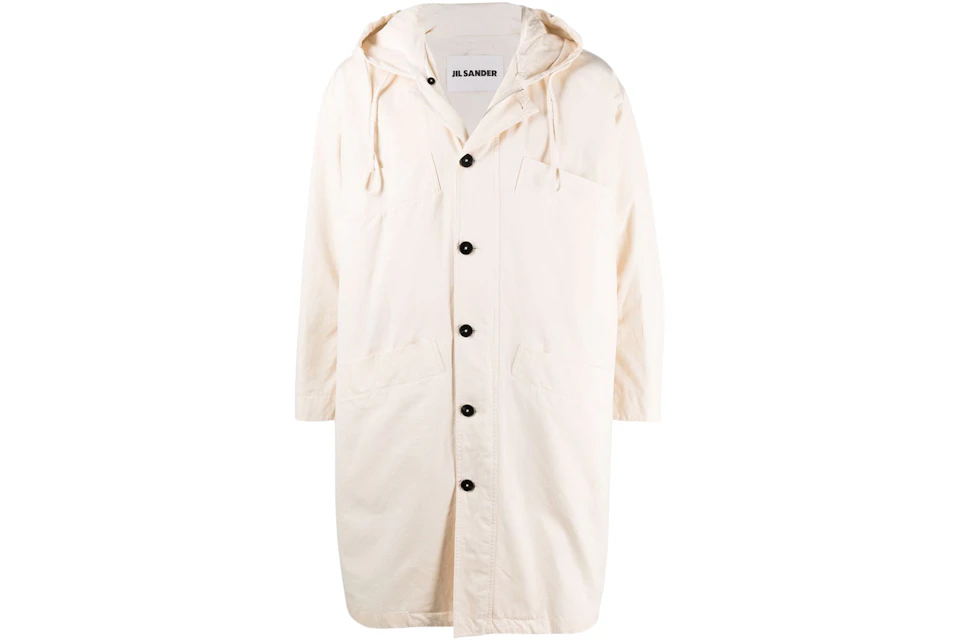 Jil Sander Oversized Hooded Parka Coat Beige