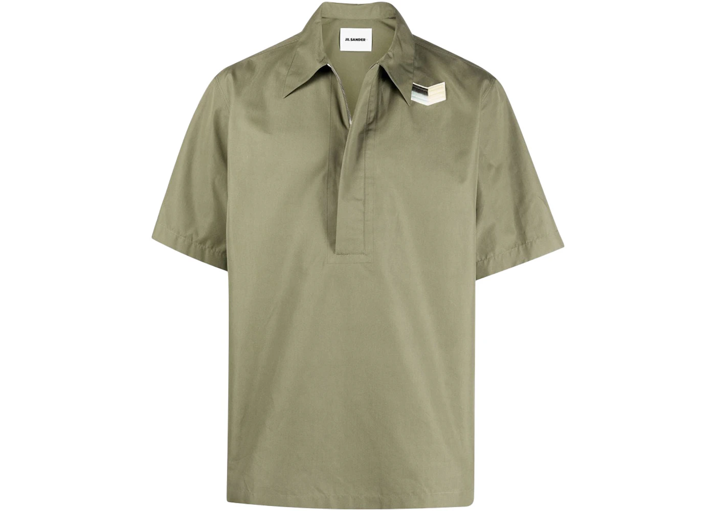 Jil Sander Patch Detail Cotton Shirt Olive Green Herren - SS22 - DE
