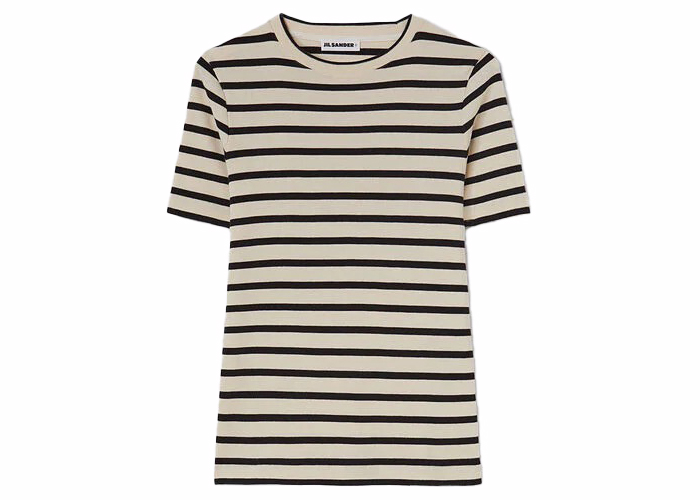 Jil Sander Women's Stripe Cotton T-Shirt Beige/Black