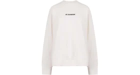 Jil Sander Woman Cotton Logo Print Sweatshirt Beige