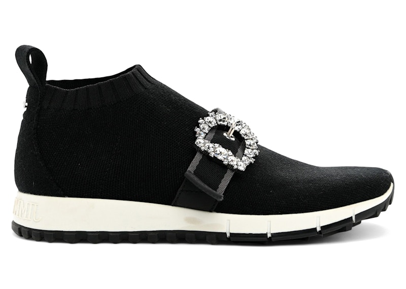 Pre-owned Jimmy Choo Knit Crystal Cheri Oakland Sneaker Crystal (women's) Sneakers In Black
