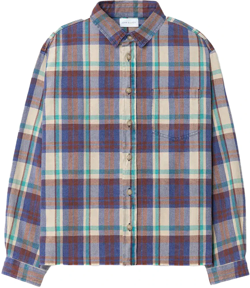 John Elliott Hemi Oversized Long Sleeve Flannel Shirt Orchard Check Men ...