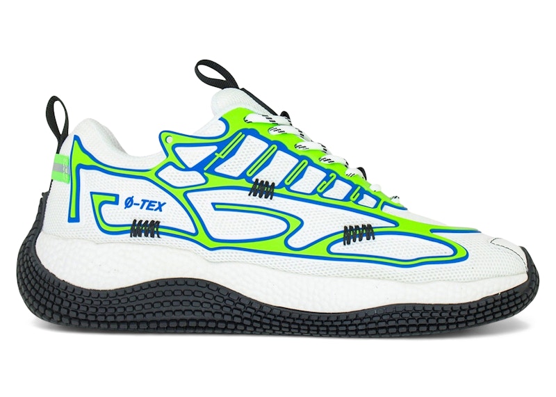 Pre-owned John Geiger Men's  004 Bored Ape Yacht Club (black Tongue Tag) Sneakers In White/green/blue In Multi