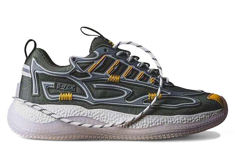 Pre-owned John Geiger Men's  004 U.s. Army Label Sneakers In Green/yellow In Multi