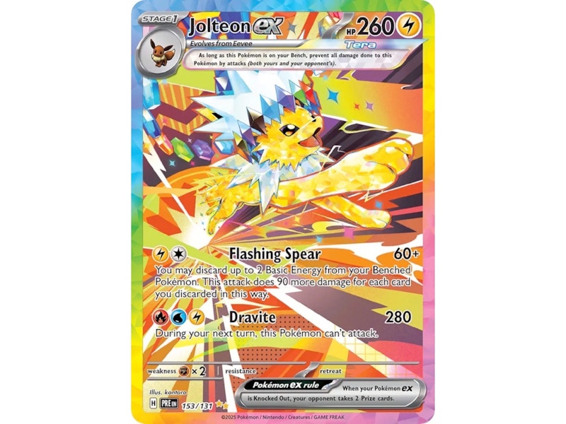 Pokemon Jolteon ex 2025 Pokémon Scarlet & Violet Prismatic Evolutions Special Illustration Rare 153/131 Ungraded Trading Card