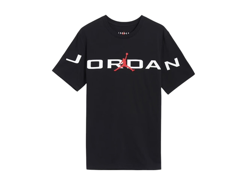 Pre-owned Jordan Men's  Air Short Sleeve T-shirt In Black/red/white