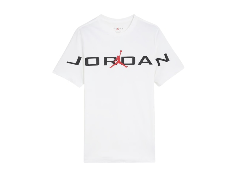 Pre-owned Jordan Men's  Air Short Sleeve T-shirt In White/red/black