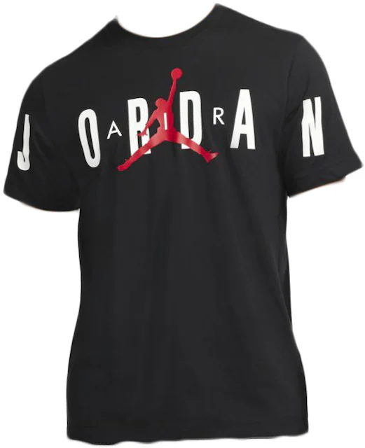 Jordan Air T-shirt Black/White/Gym Red Men's - US
