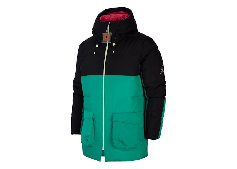 Jordan Down Fill Parka Jacket Green/Black/Pink Men's - US