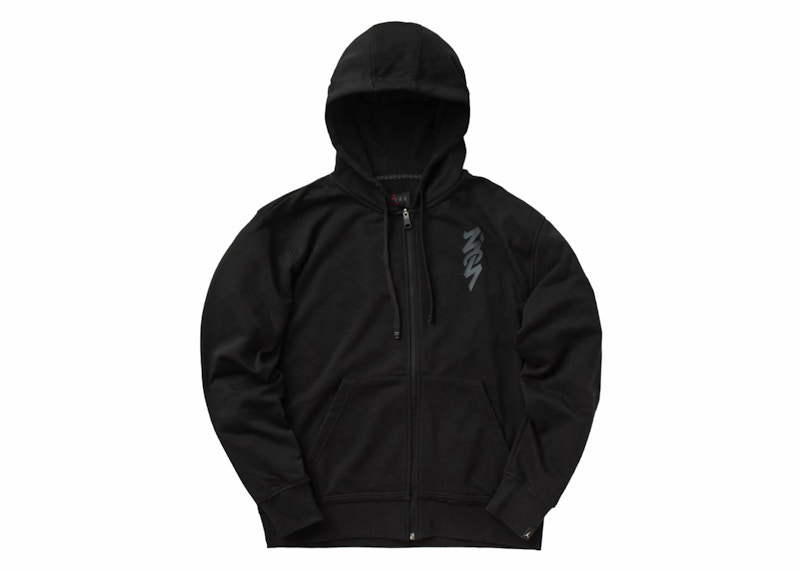 Pre-owned Jordan Men's Drifit Zion Fullzip Hoodie In Black/smoke Grey