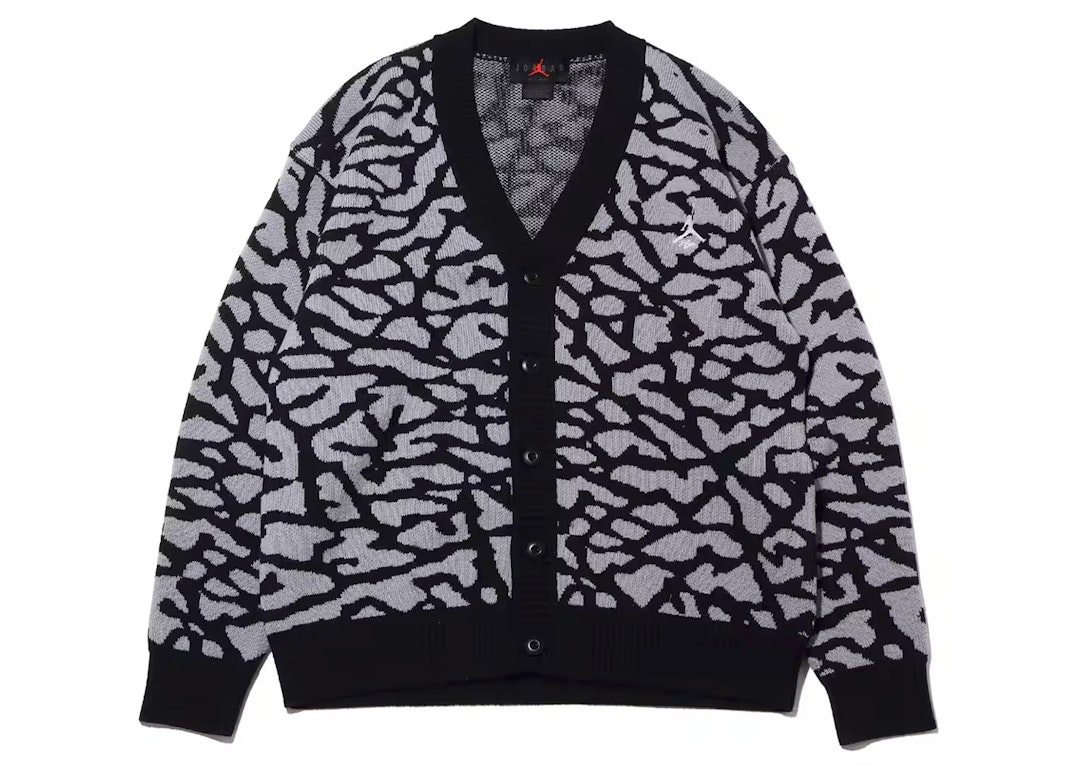 Pre-owned Jordan Fight Heritage Knit Cardigan (asia Sizing) Black Cement Grey