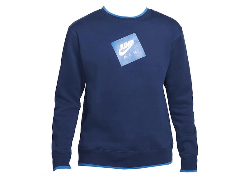 Pre-owned Jordan Men's Jumpman Classics Fleece Crewneck Sweatshirt In Blue