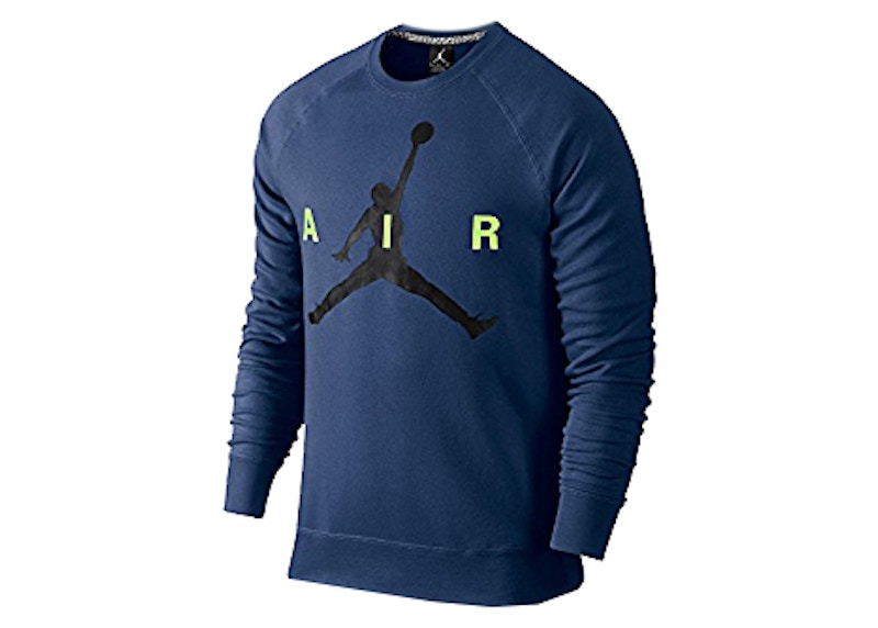 Pre-owned Jordan Men's Jumpman Graphic Brushed Crewneck Sweatshirt In Blue/green