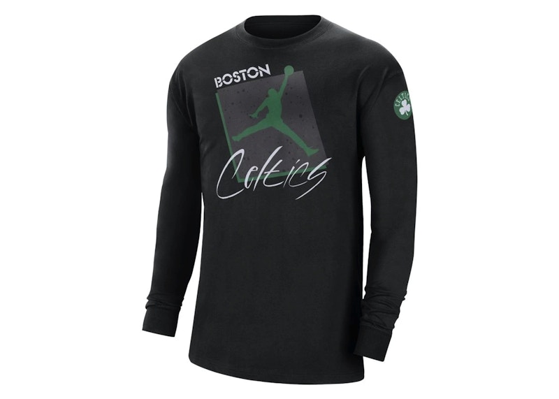 Pre-owned Jordan Nba Boston Celtics Courtside Statement Loose Fit T-shirt In Black