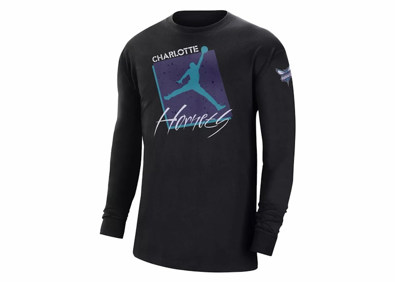 Pre-owned Jordan Nba Charlotte Hornets Courtside Statement Edition Max 90 T-shirt In Black
