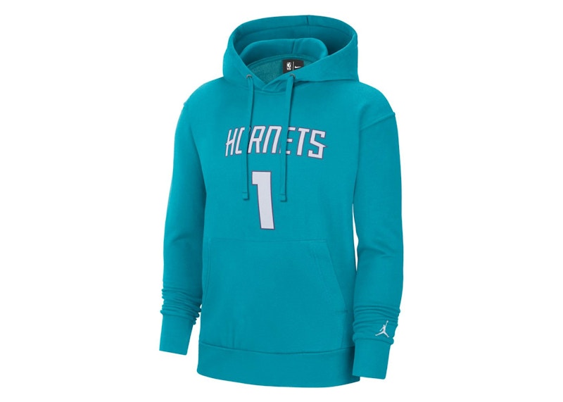 Pre-owned Jordan Men's  Nba Charlotte Hornets Lamelo Ball Fleece Pullover Hoodie In Light Blue