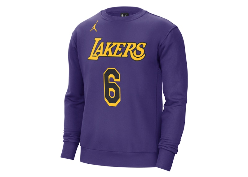 Pre-owned Jordan Men's  Nba Los Angeles Lakers Lebron James Fleece Loose Fit Sweatshirt In Purple/yellow/black