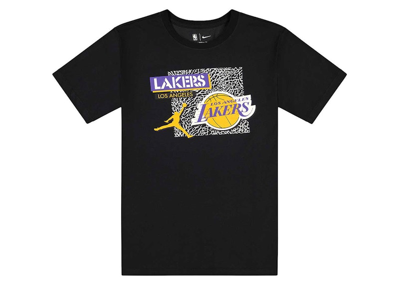 Pre-owned Jordan Men's  Nba Los Angeles Lakers Logo Drifit T-shirt In Black