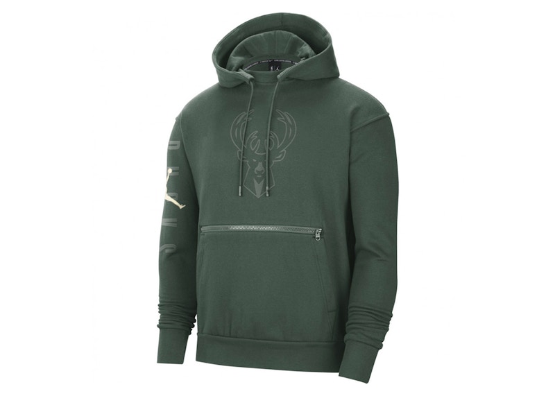 Pre-owned Jordan Men's Nba Milwaukee Bucks Courtside Fleece Pullover Hoodie In Dark Green