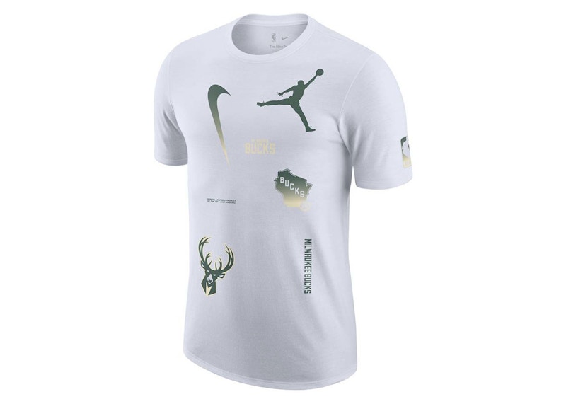 Pre-owned Jordan Nba Milwaukee Bucks Courtside Statement Editiion T-shirt In White/green