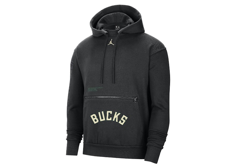 Pre-owned Jordan Nba Milwaukee Bucks Courtside Statement Edition Fleece Hoodie In Black