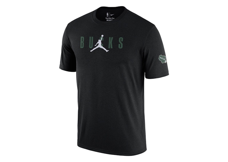 Pre-owned Jordan Men's  Nba Milwaukee Bucks Courtside T-shirt In Black