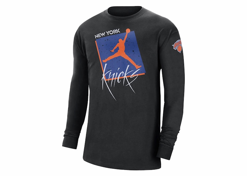 Pre-owned Jordan Nba New York Knicks Courtside Statement Loose Fit T-shirt In Black