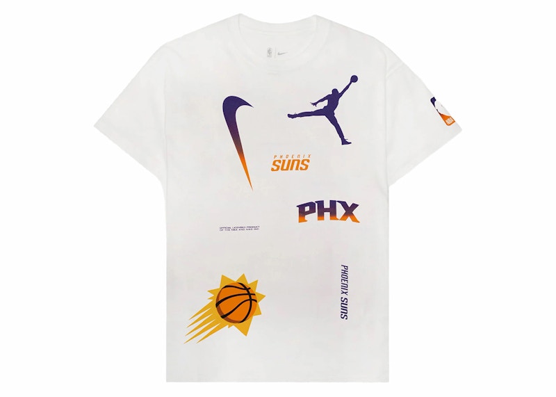 Pre-owned Jordan Men's  Nba Phoenix Suns Max 90 Loose Fit T-shirt In White