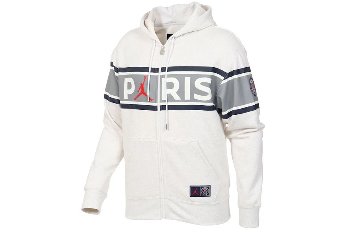 Jordan PSG Zip Up Hoodie Birch Heather/University Red Men's - US