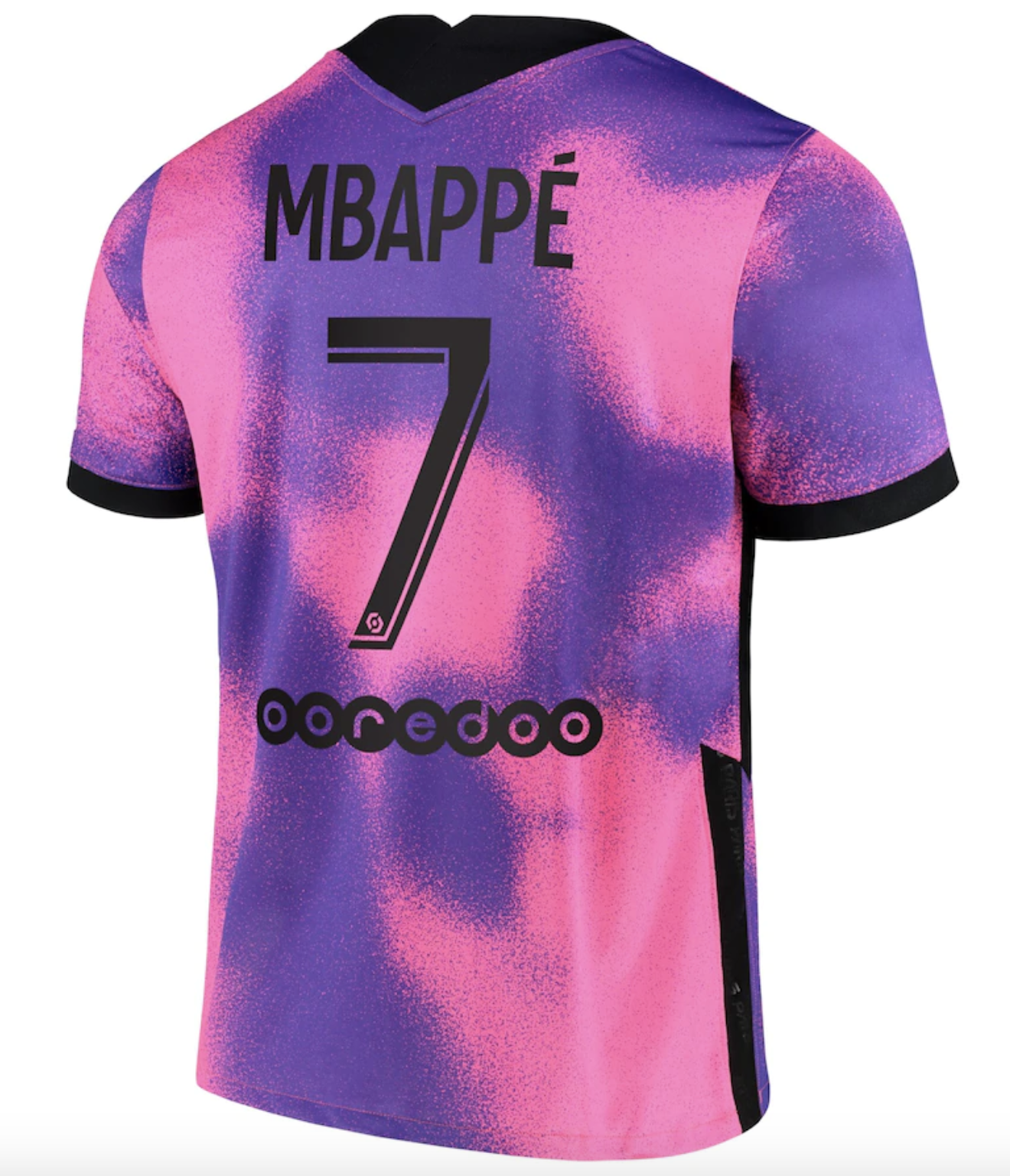 Jordan Paris Saint-Germain Fourth Stadium Shirt 2020-21 with Mbappe 7  printing Jersey Purple/Pink -