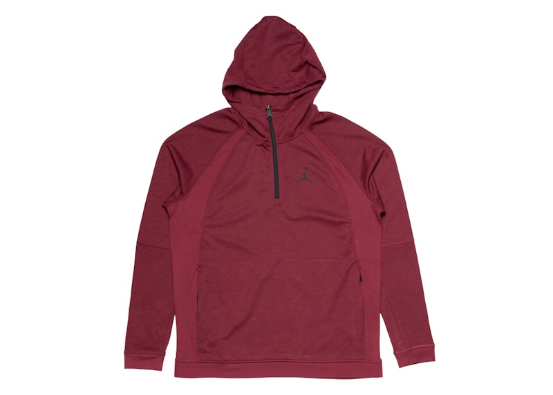 Pre-owned Jordan Men's Sport 1/2zip Drifit Hoodie In Cardinal Red