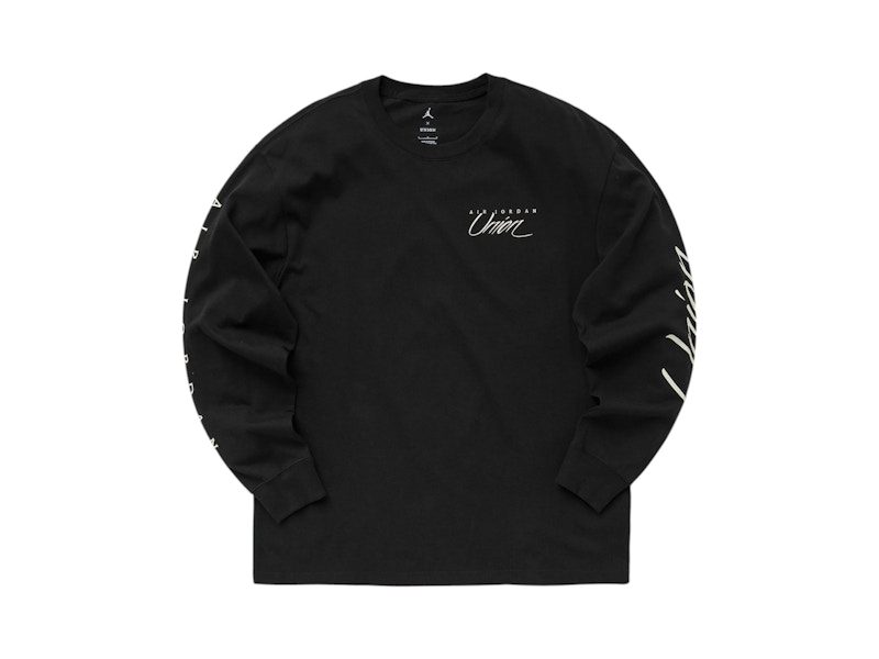 Pre-owned Jordan Men's Union Long Sleeve T-shirt In Black/white